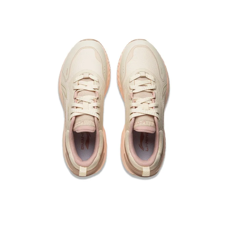 LiNing Cloud Shield Cushioning Anti Slip And Wear Resistant Low Top Casual Running Shoes Women's Beige Pink-3