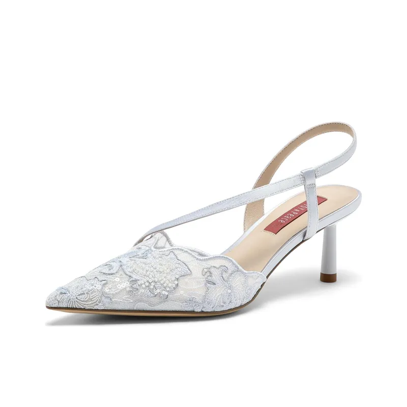 Joypeace Impressionistic Blue Mist Slim Heel High Heels 6cm Women's-7