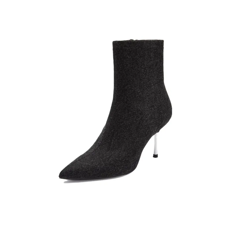 Staccato Ankle Boots 8cm Women's Denim Black-2