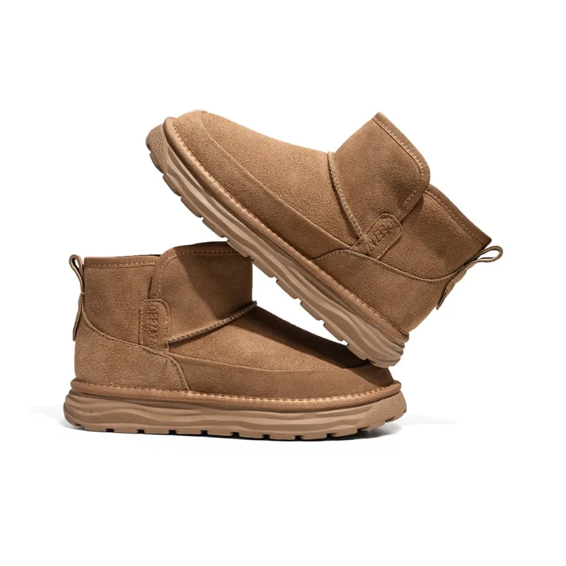 WEISHIBANGWEI Snow Boots Men Chestnut Brown/Black-4