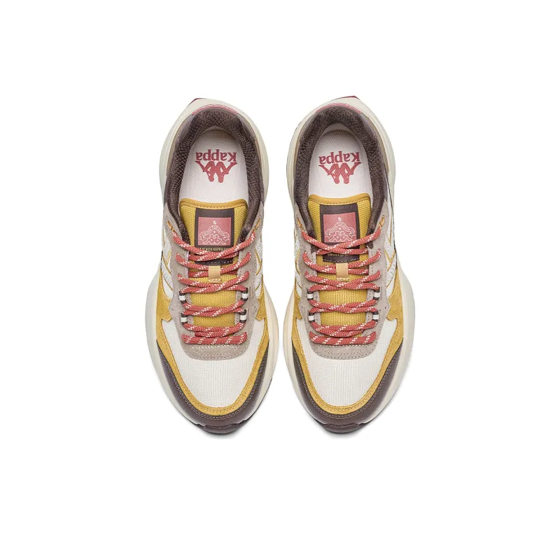 Kappa Anti Slip Wear Resistant Low Top Running Shoes Unisex White Yellow Brown-3