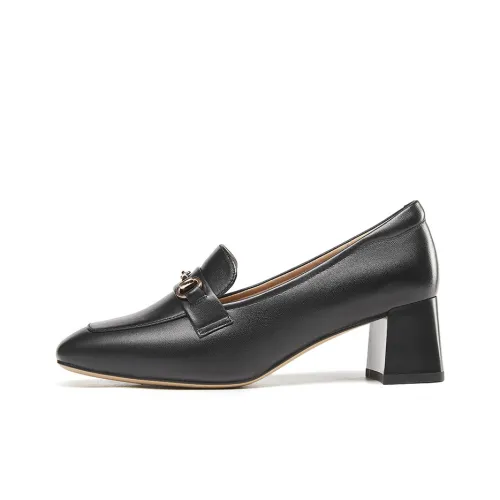 KANGNAI Unlined Shoes Chunky Heel High Heels 5.5cm Heel Women's Black Ecru