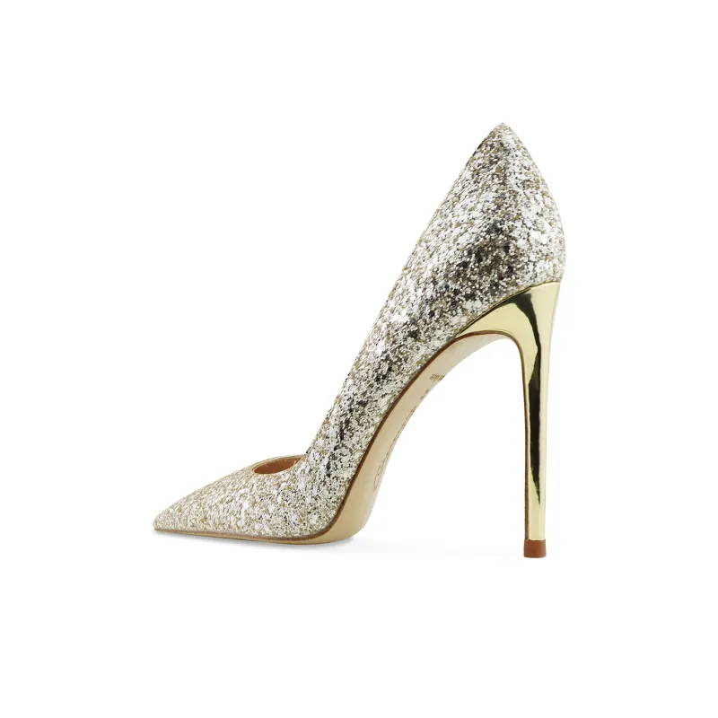 Ganxiaojie Slim Heel High Heels Women's Champagne Gold-3