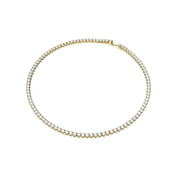 Swarovski Matrix Tennis Gold Plated Necklaces Unisex White