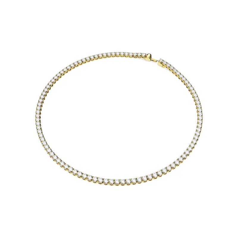 Swarovski Matrix Tennis Gold Plated Necklaces Unisex White-0
