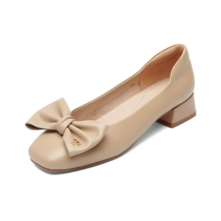 PT'SON Chunky Heel High Heels Heel Height 3.3cm Women's-3