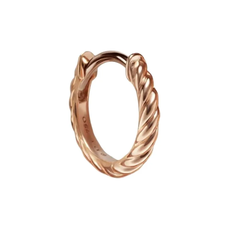 David Yurman 18K Rose Gold Sculpted Cable Huggie Hoop Earrings 10.7mm-1