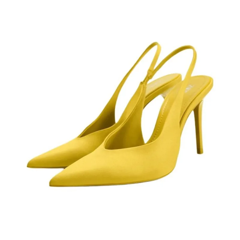 ZARA Slim Heel High Heels Women's Yellow-2