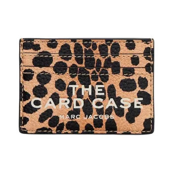 MARC JACOBS Eggstone Grain Leather Card Holder Women's Leopard