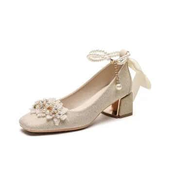 WOXXXN Chunky Heel High Heels Women's Champagne Gift Box Set