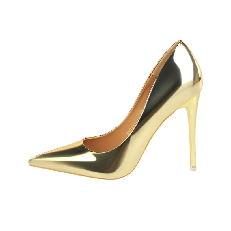 QITUMAUL High Heels Women's Copper, Gold-0
