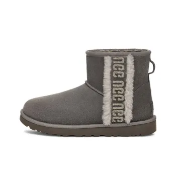 UGG Classic Mini Shearling Logo 'Charcoal' Women's