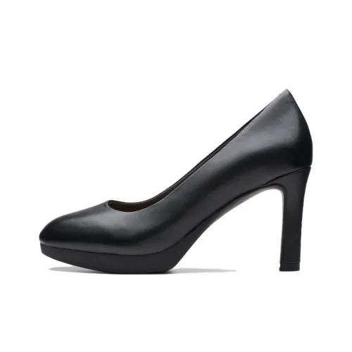Clarks Chunky Heel High Heels 8.5cm Women's Black