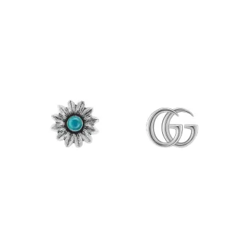GUCCI Sterling Silver Gg Marmont Flower Earrings