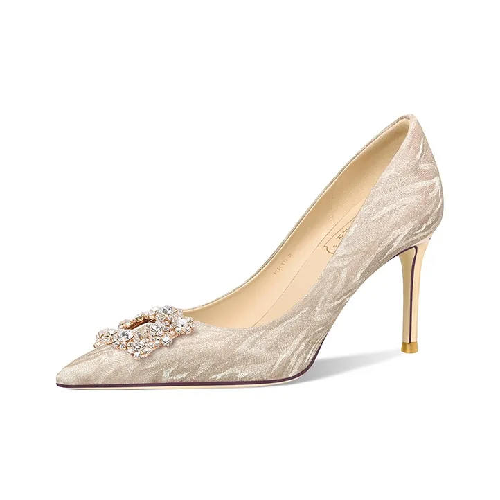 Holy Rose Slim Heel High Heels Women's Champagne Gold-0