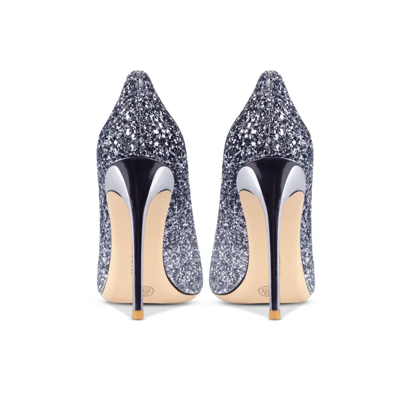 Suyymakk Slim Heel High Heels Women's Silver Blue-4