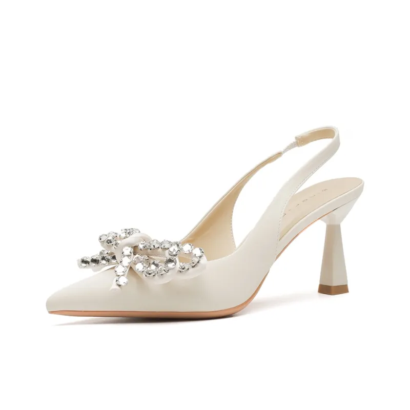 Ainer-cat Spool Heel High Heels 7.5cm Women's Apricot-1