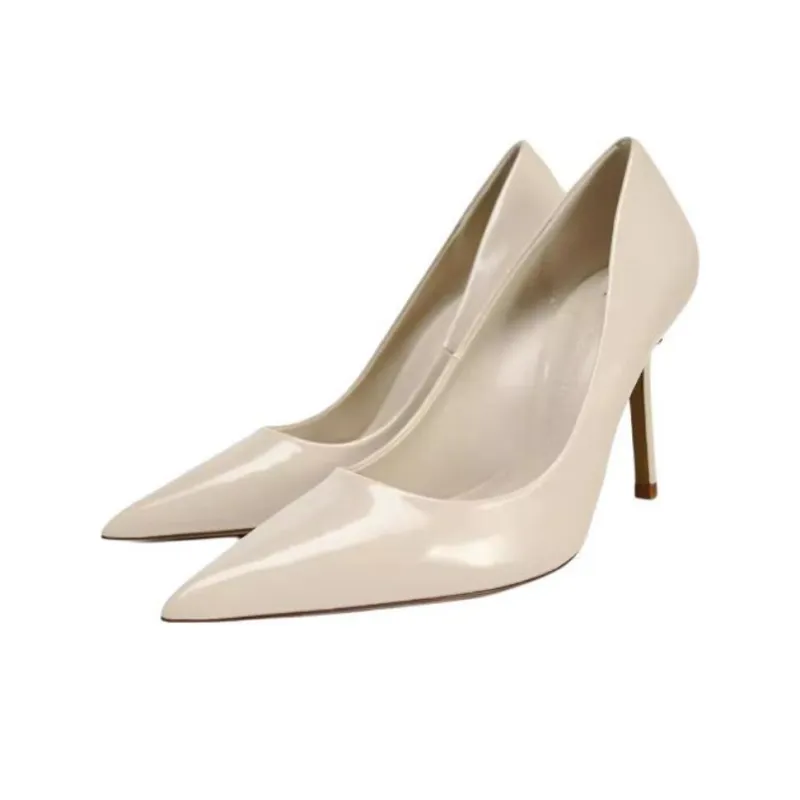 ZARA Slim Heel High Heels 9.5cm Women's Light Beige Yellow-2