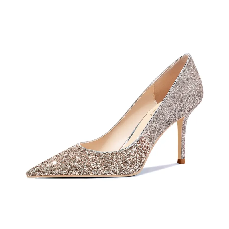 ROSE CASTLE Slim Heel High Heels Women's Gold-1
