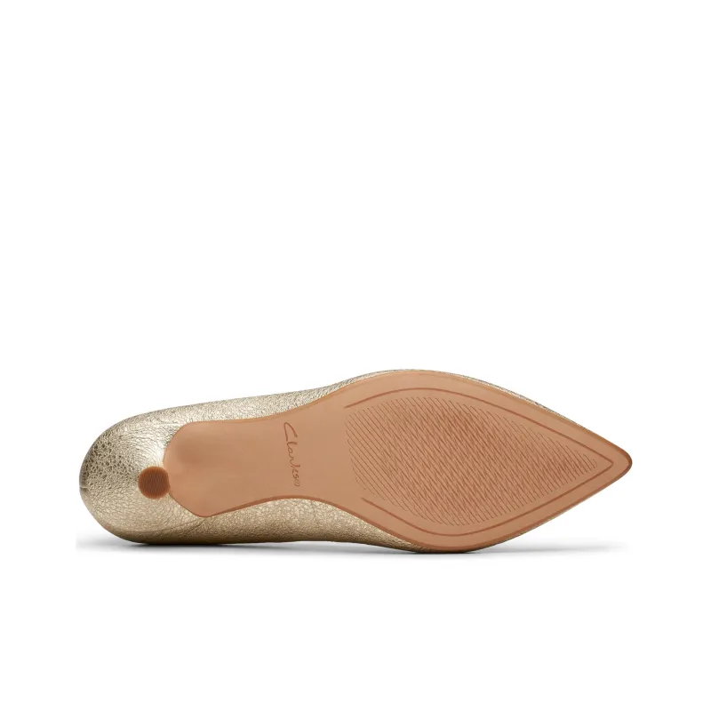Clarks Chunky Heel High Heels 5.5cm Women's Gold-4