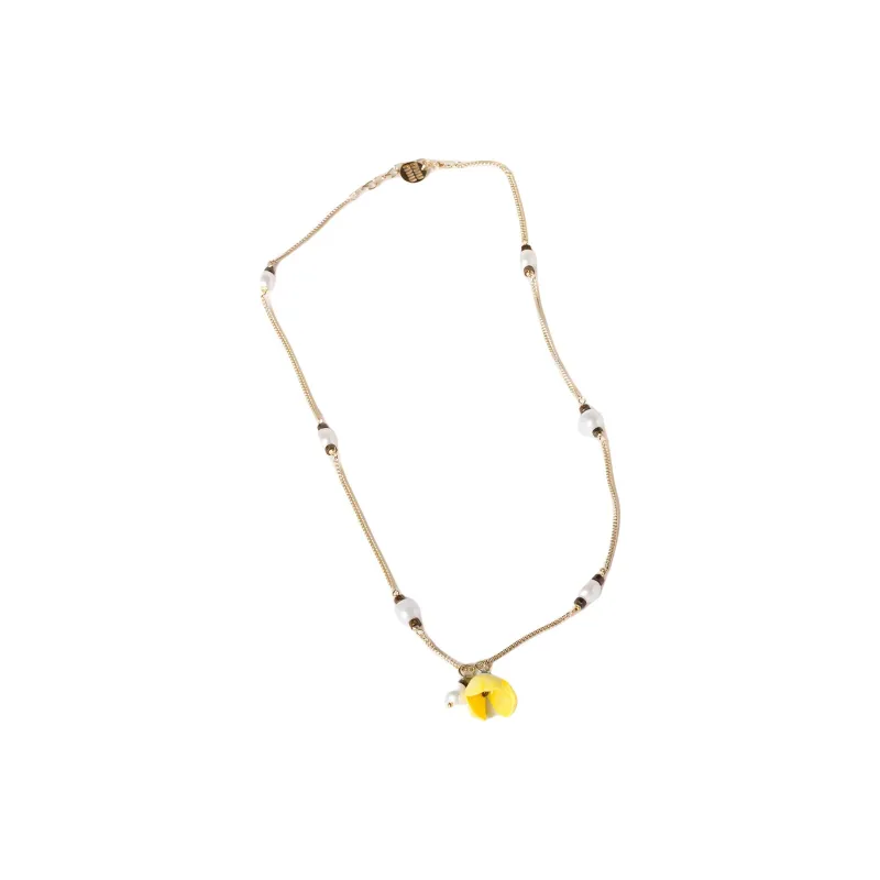 MIU MIU Resin, Freshwater Pearl, Bronze, And Lapis Lazuli Necklaces Unisex Gold-0