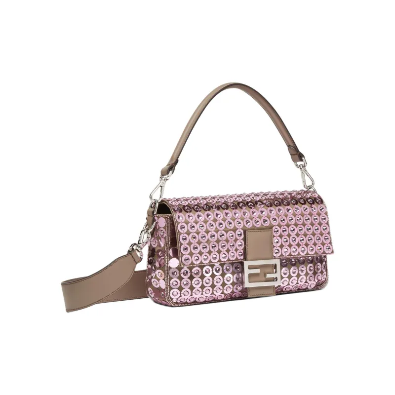 FENDI Baguette Polyester Baguette Bag, Portable Crossbody Bag, Shoulder Bag Women's Pink-1