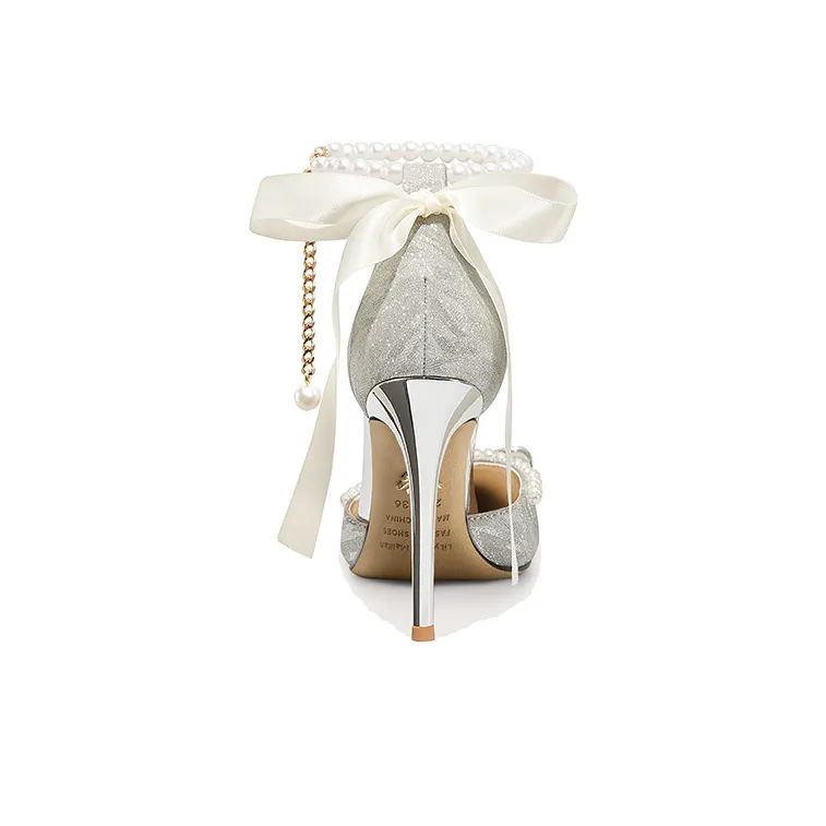 Lily Wei Romantic Galaxy Slim Heel High Heels 10cm Women's Silver-3