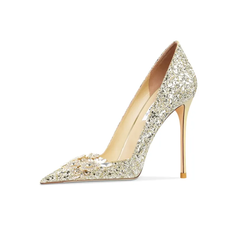 Ganxiaojie Slim Heel High Heels 6cm 8cm 10cm Women's Gold-7