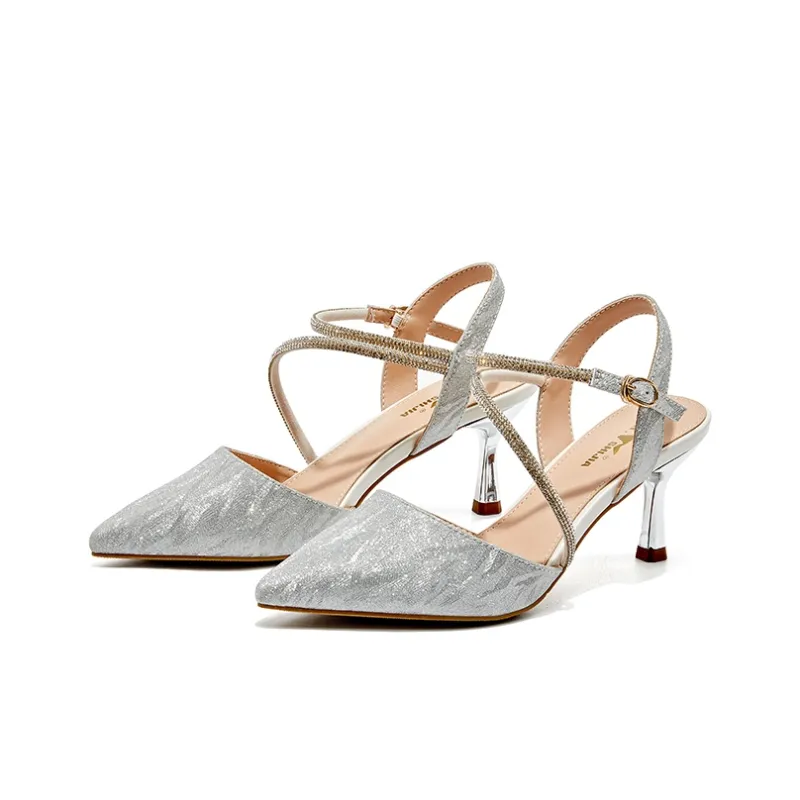 GNSJ Slim Heel High Heels 6cm Women's Champagne-5