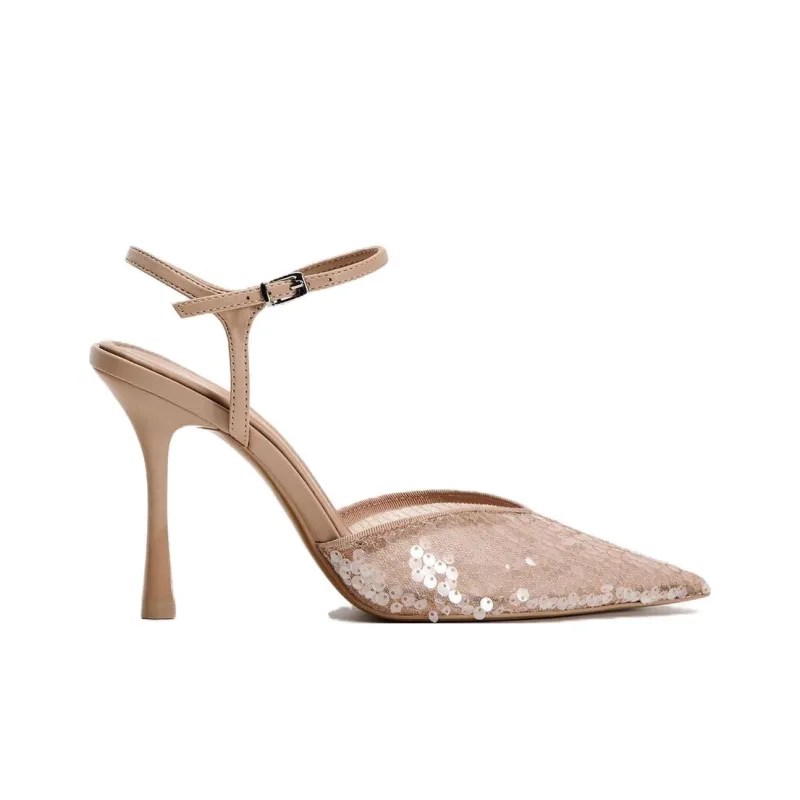 ZARA Slim Heel High Heels 9.5cm Women's Beige-1