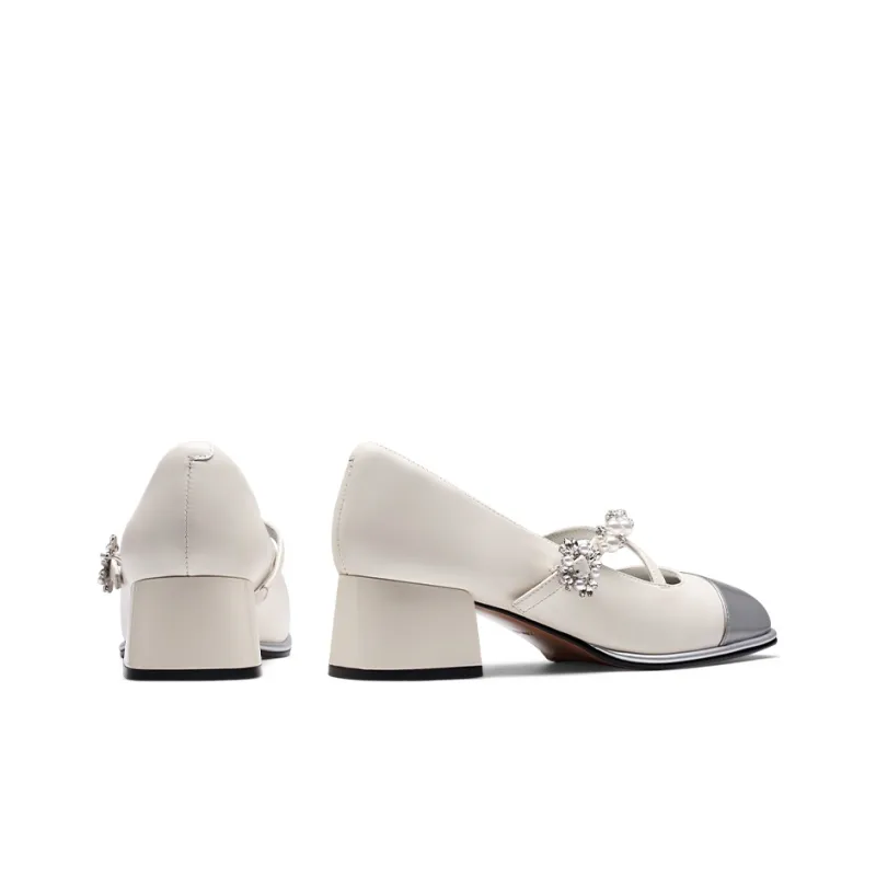 Kiss Kitty Block Heel High Heels 4.5cm Women's White-3