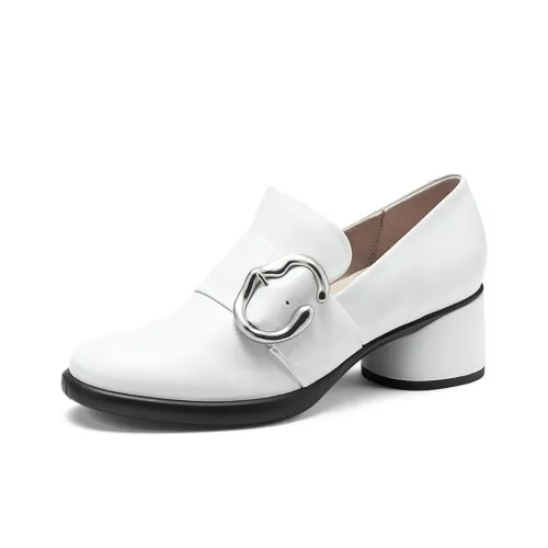 Ecco Chunky Heel High Heels 6.5cm Women's White
