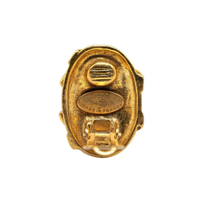 CHANEL 1994 Plated Cc Clip On Earrings Costume Earrings-2