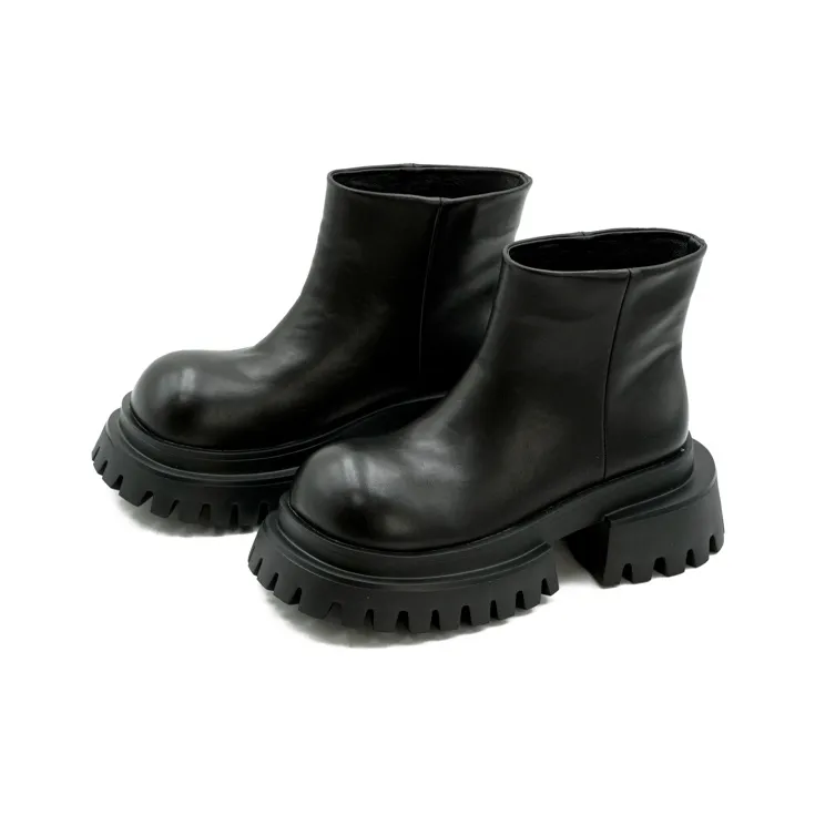 Little Sue Niche Design Trendy Versatile Large Head Cigarette Boot Ankle Boots Women's-1