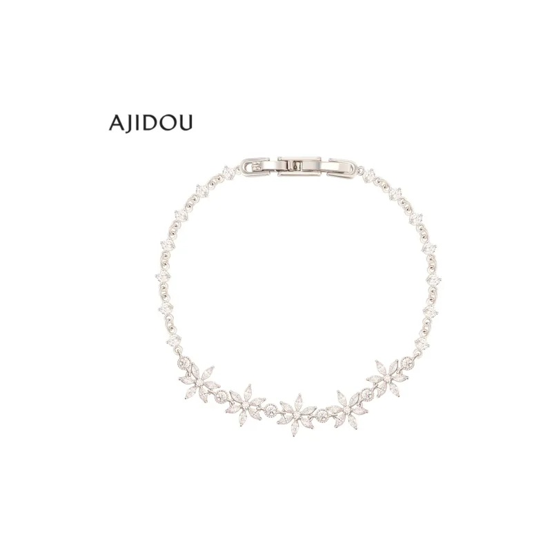 AJIDOU Cubic Zirconia+Copper Alloy Bracelets Women's Silver-1