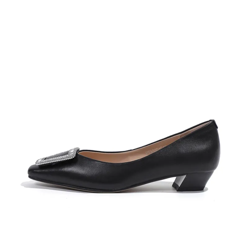 Mulinsen Chunky Heel High Heels 3cm Women's Black-0