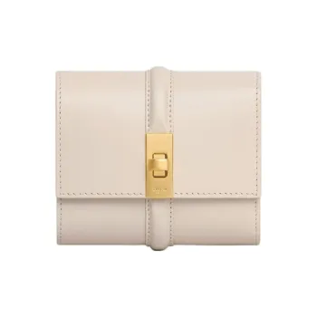 CELINE Calfskin Wallet Small Size Women's Light Beige