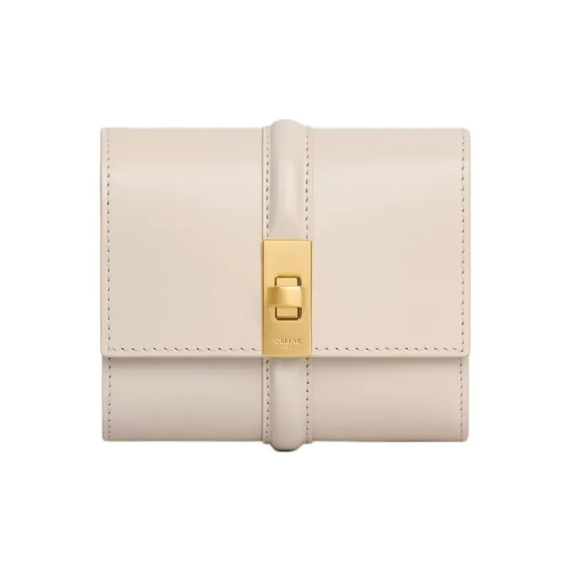 CELINE Calfskin Wallet Small Size Women's Light Beige-0