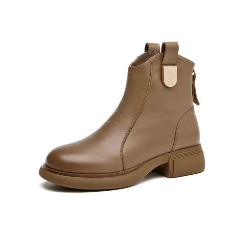 AOKANG Ankle Boots Women's Earth Yellow