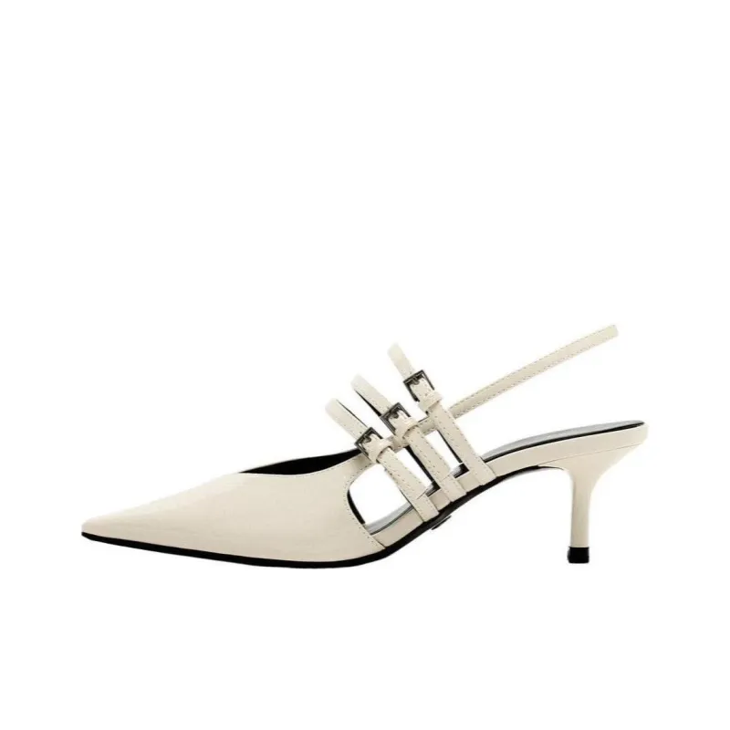 ZARA Slim Heel High Heels Women's Light Beige Yellow-0