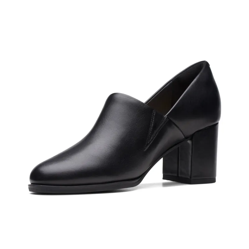 Clarks Frewa Series Chunky Heel High Heels Women's Black-1