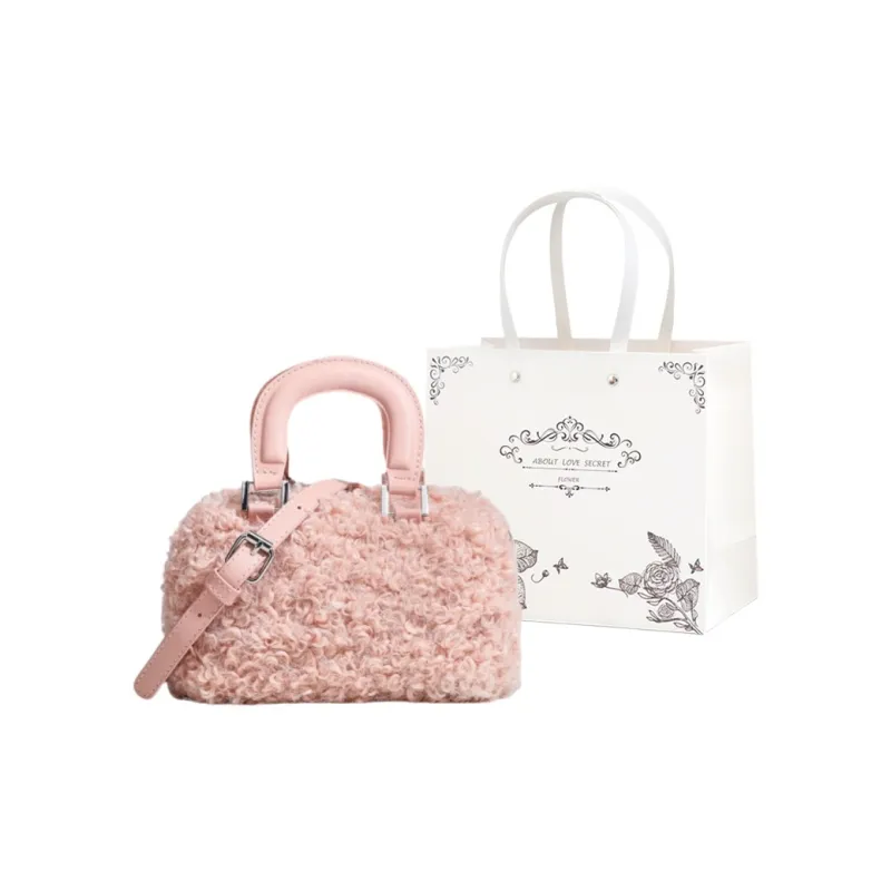 NX DOUGHNUT Plush One Shoulder Handbags Women's Khaki/Pink/Brown-2