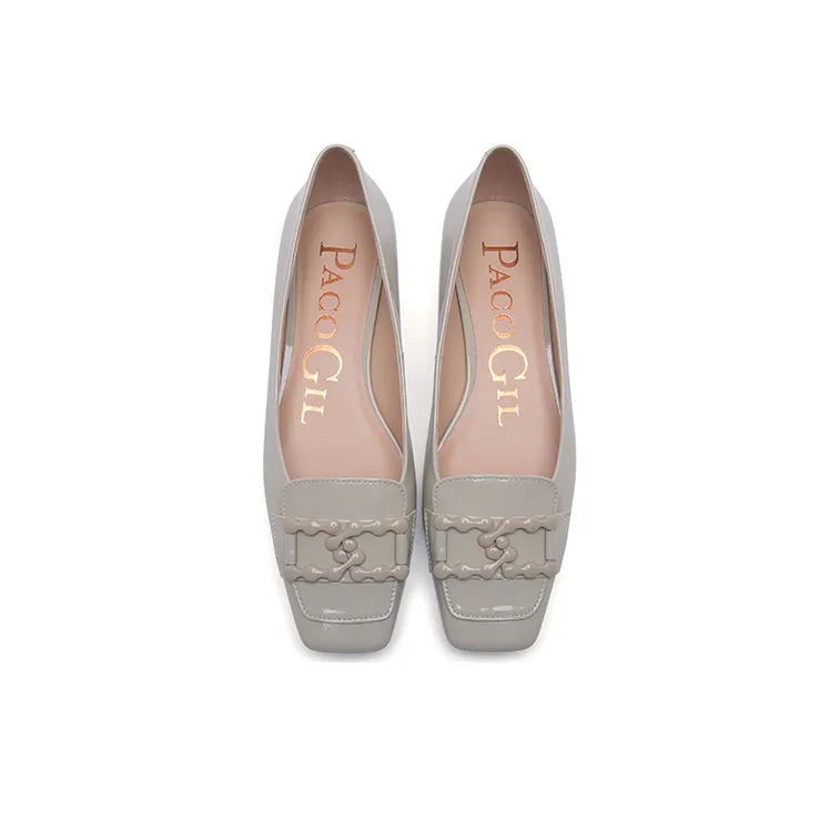 PACO GIL Block Heel High Heels 2.5cm Women's Gray-2