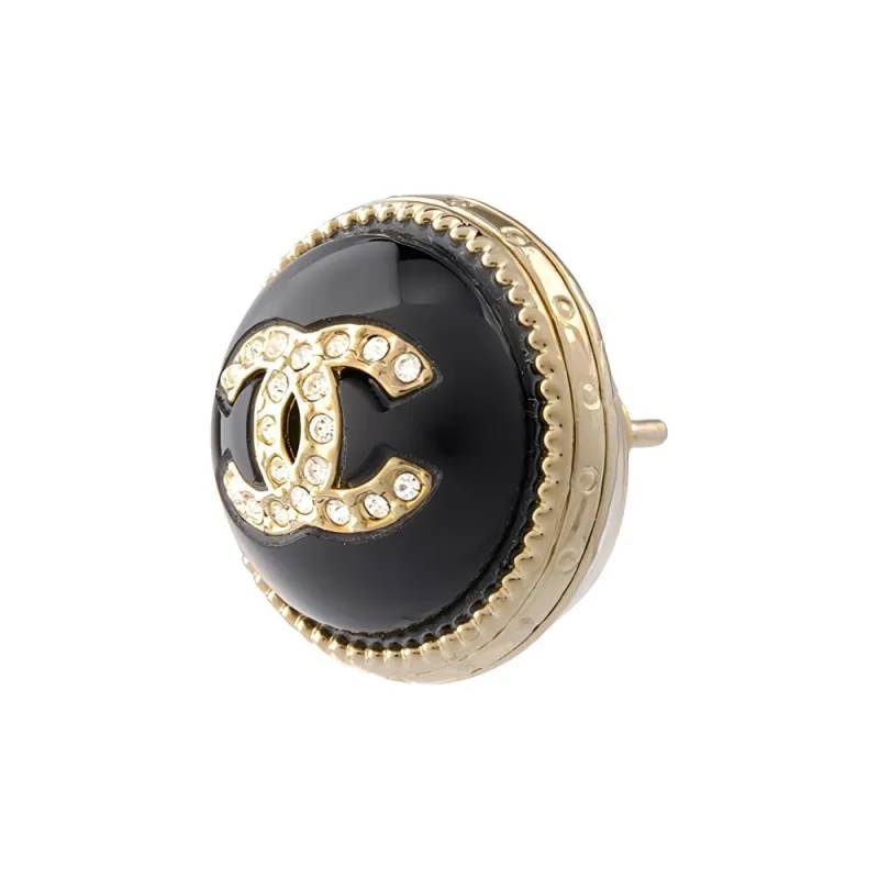 CHANEL 22c Early Spring Metal Stud Earrings Women's Black-1
