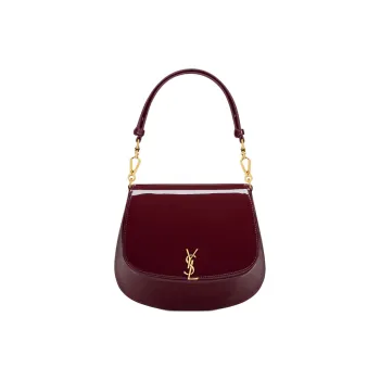 SAINT LAURENT Patent Leather Handbag, Shoulder Bag Women's Dark Burgundy