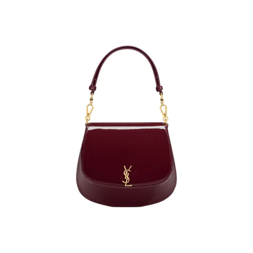 SAINT LAURENT Patent Leather Handbag, Shoulder Bag Women's Dark Burgundy