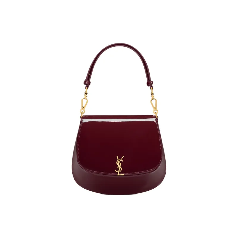 SAINT LAURENT Patent Leather Handbag, Shoulder Bag Women's Dark Burgundy-0
