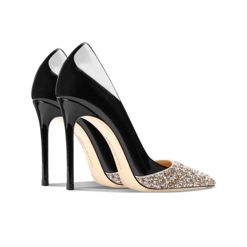 Suyymakk High Heels Women's Patchwork Sequins Gold & Black-3