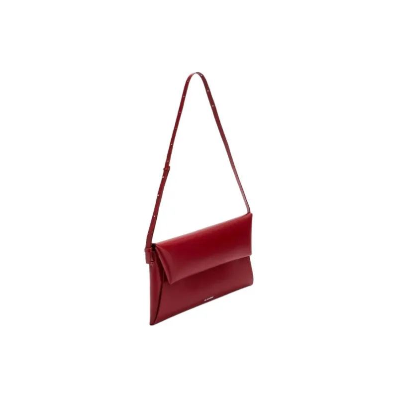 JIL SANDER Calfskin Shoulder Bag Trumpets Women's Cedar Red-1
