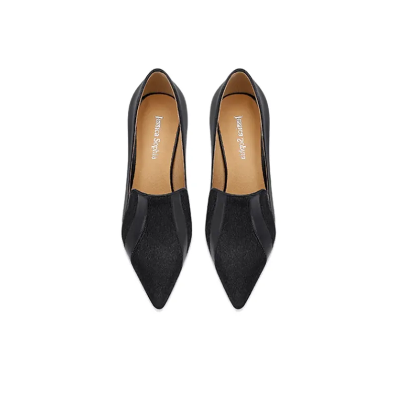 JESSICA SOPHIA Flared Heel High Heels 5cm Women's Black-3